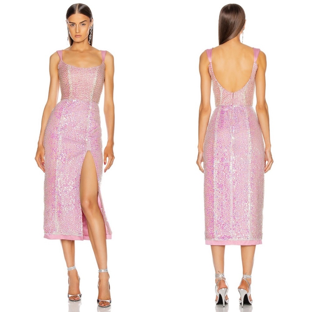 Markarian Ginevra Sequin pink midi Dress size 0 NEW! New with tags!